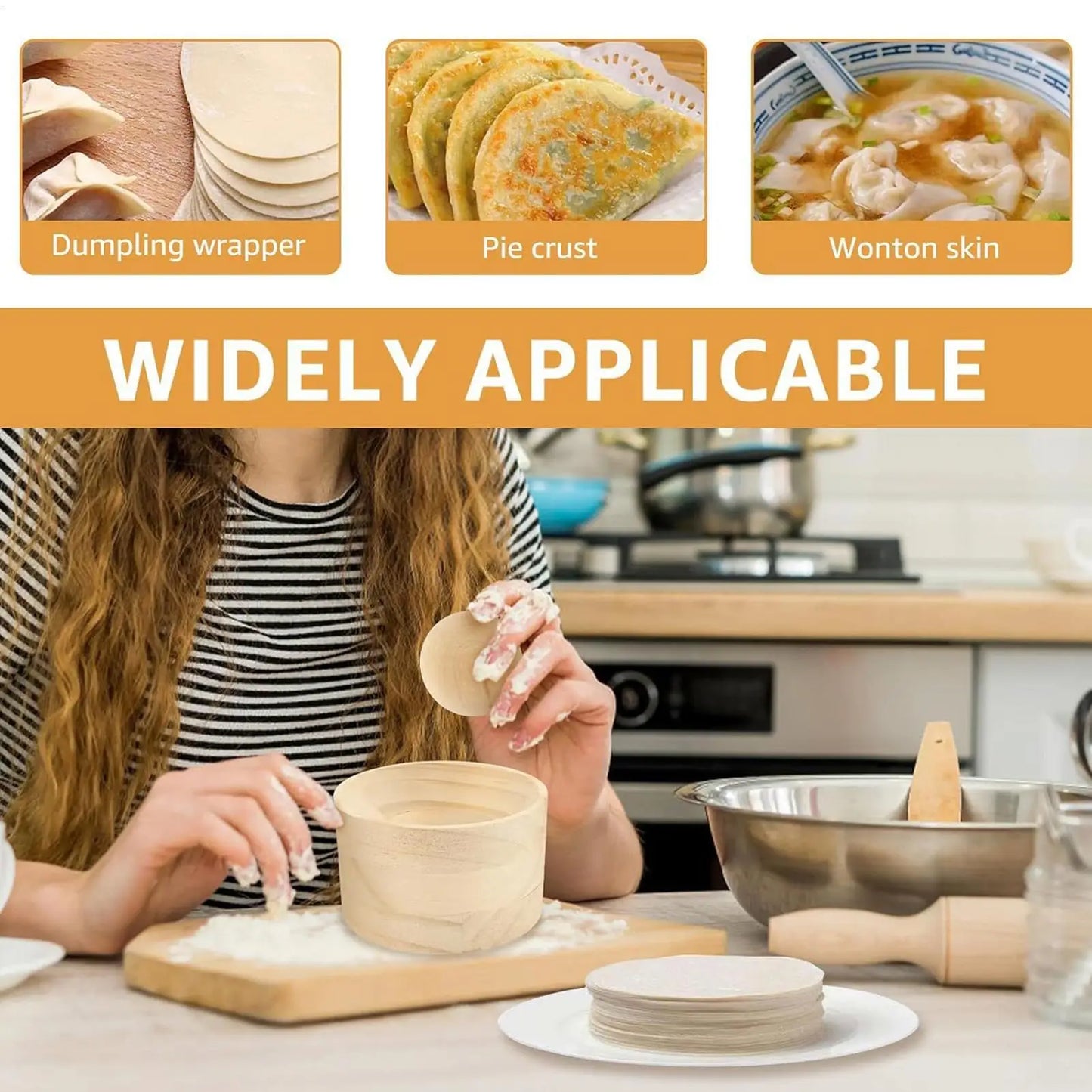 Wooden Dumpling Maker – Manual Dough Skin Press Tool