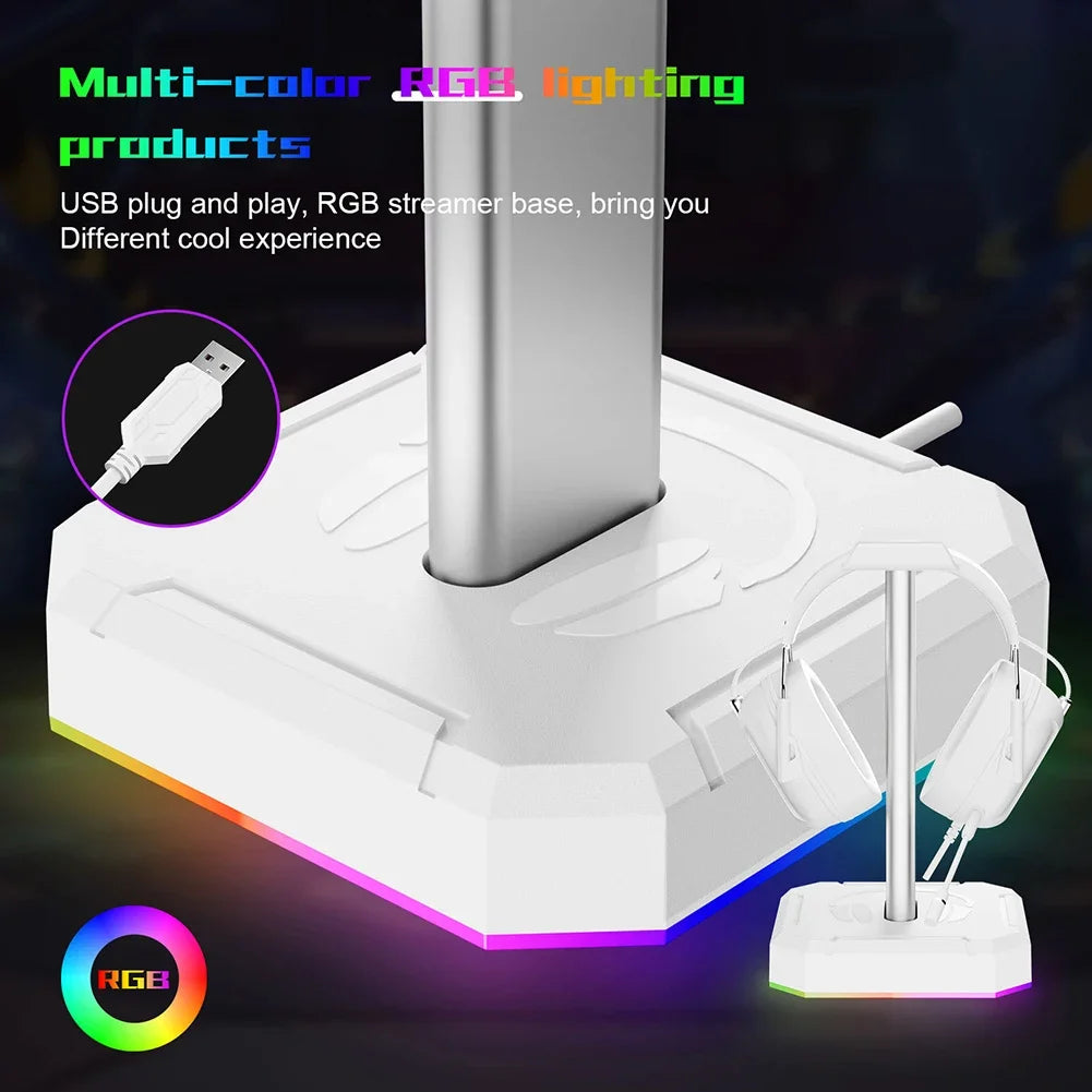 Aluminuim Alloy Universal Gamer Headset Hanger Detachable Design RGB Earphone Holder Desk Display Rack For PUBG Computer Gamer Peaceful Pleasures Health and Wellness