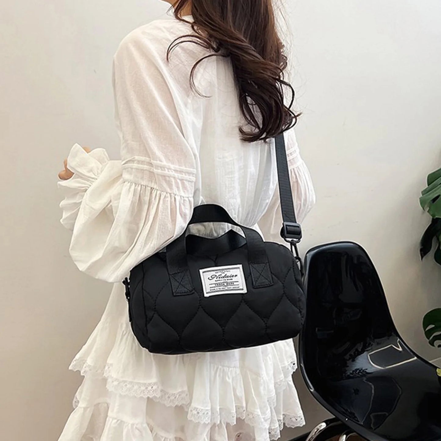 Women Cotton Tote Bag Crossbody Handbag for Gym Travel Leisure Use with Waterproof Coating Peaceful Pleasures Health and Wellness