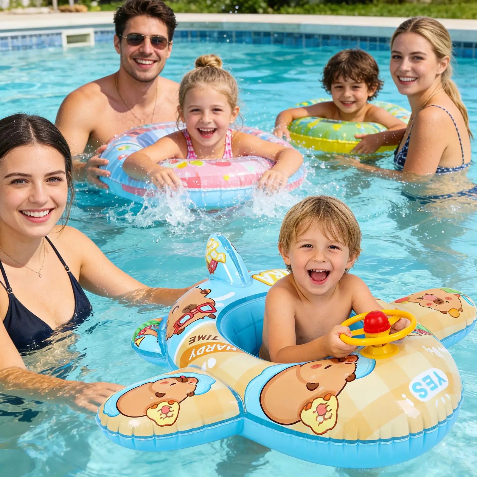 Inflatable Capybara Pool Float Cartoon Animal Floating Raft Kids Swimming Floatie For Summer Party Lake Beach Backyard Garden Peaceful Pleasures Health and Wellness