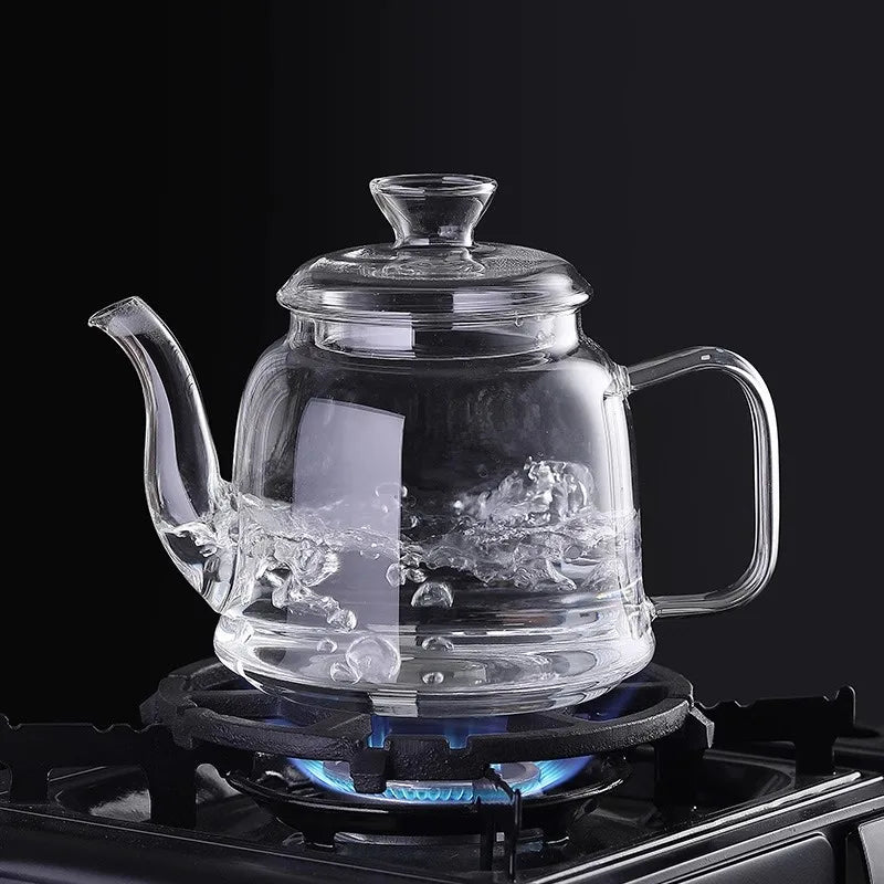 HMLOVE Heat Resistant Glass Teapot Steamed Boiling Kettle Tea Infuser