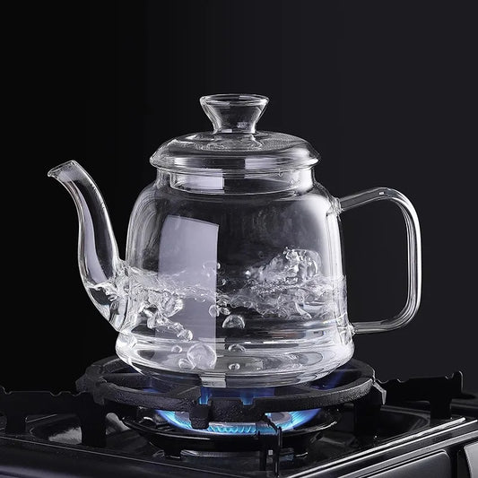 HMLOVE Heat Resistant Glass Teapot Steamed Boiling Kettle Tea Infuser Peaceful Pleasures Health and Wellness