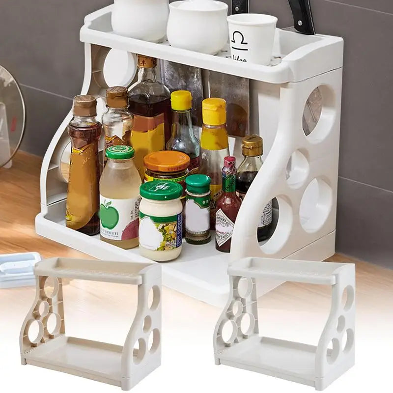 Kitchen Counter Shelf 2-Tier Kitchen Shelf Multi-Purpose Spices Organizer Knives Stand Space Saving Compact Storage Rack For Peaceful Pleasures Health and Wellness