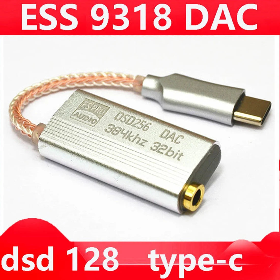 -ABDH DAC ES9318 USB Type C Headphone Adapter Hifi Decoding AMP Adapter Sound Card For Android Type C To 3.5MM Peaceful Pleasures Health and Wellness