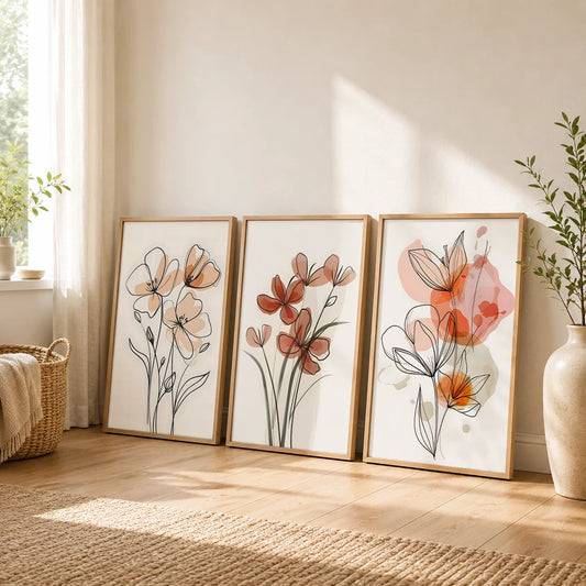 Botanical Flower Canvas Wall Art | Nordic Minimalist Print Canvas Wall Art Peaceful Pleasures Health and Wellness
