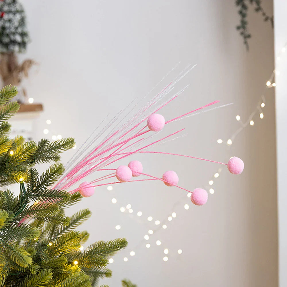 Pink Glitter Berry Stem Picks – Christmas Tree & DIY Craft Decor