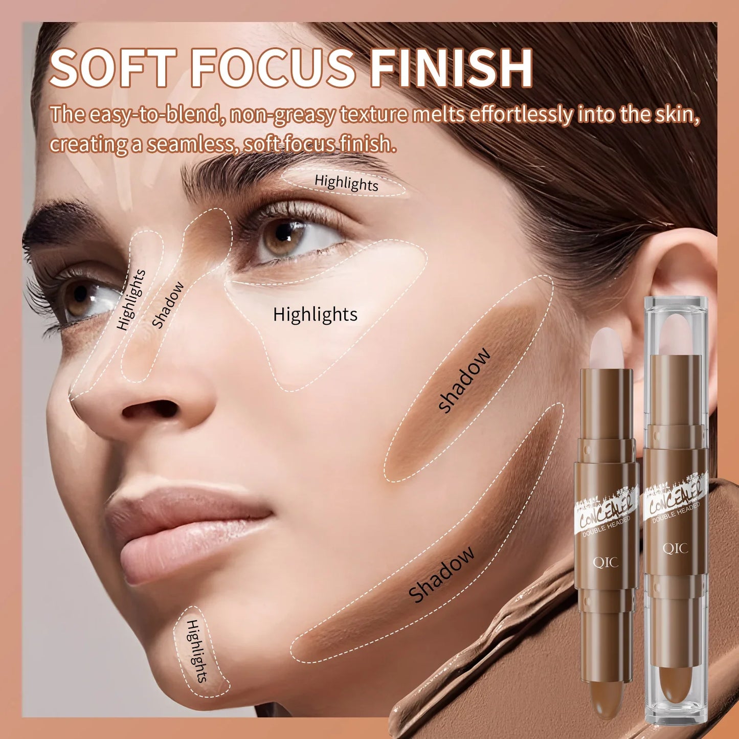 QIC Double-Ended Contour & Highlight Stick | Face Sculpting
