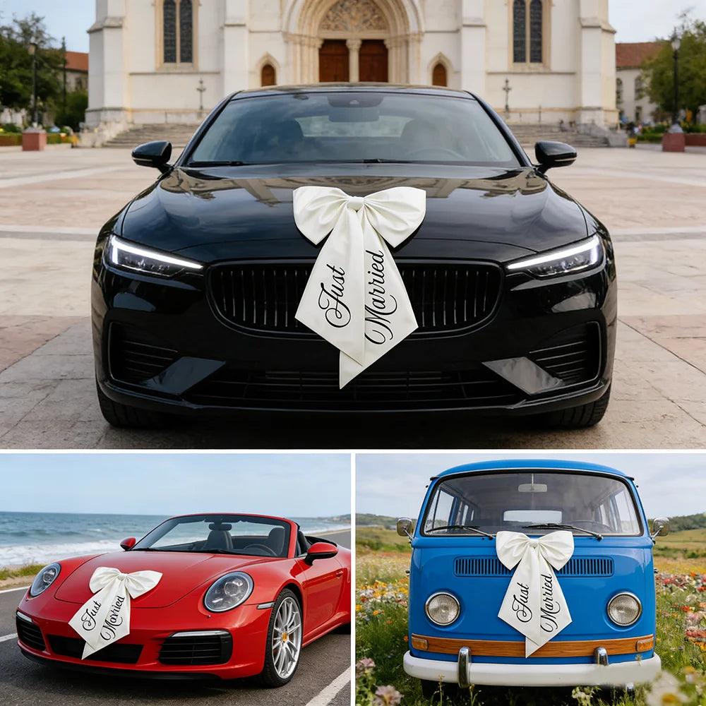 Just Married Car Bow Wedding Ribbon Decoration | Bridal Party Wedding Car Decoration Peaceful Pleasures Health and Wellness