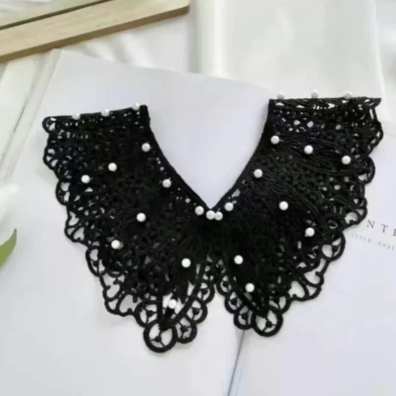 Detachable Lace Doll Collar with Pearl Shoulder Decoration