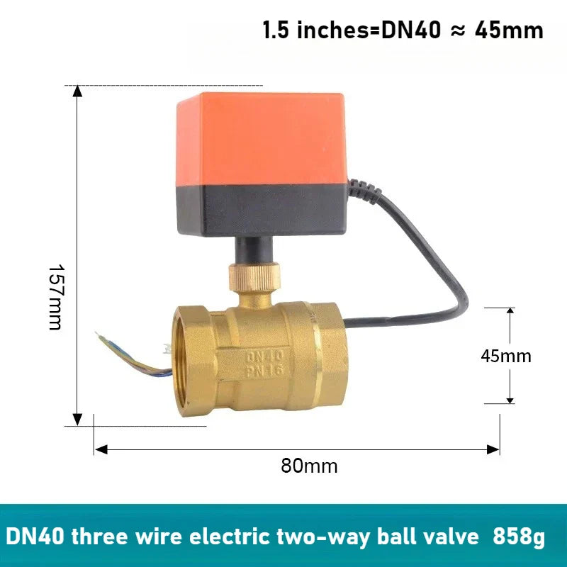 Copper Electric Ball Valve DN15–DN50 | 12V 24V 220V