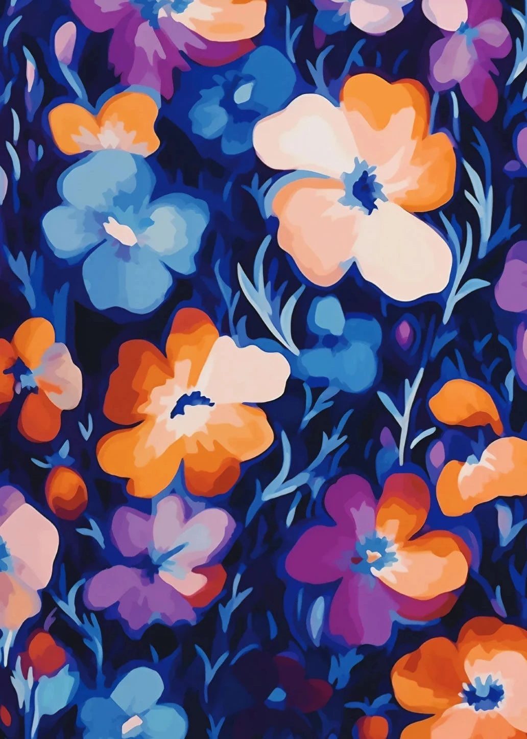Gouache Wildflower Botanical Canvas Wall Art | Spring Floral Print