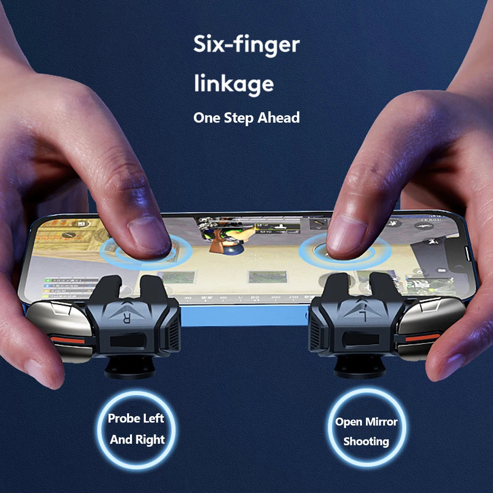 G21 Mobile Phone Game Trigger Gamepad Joystick 6-Finger Aim Shooting L1 R1 Key Button Game Fingertips For PUBG Game Controller Peaceful Pleasures Health and Wellness