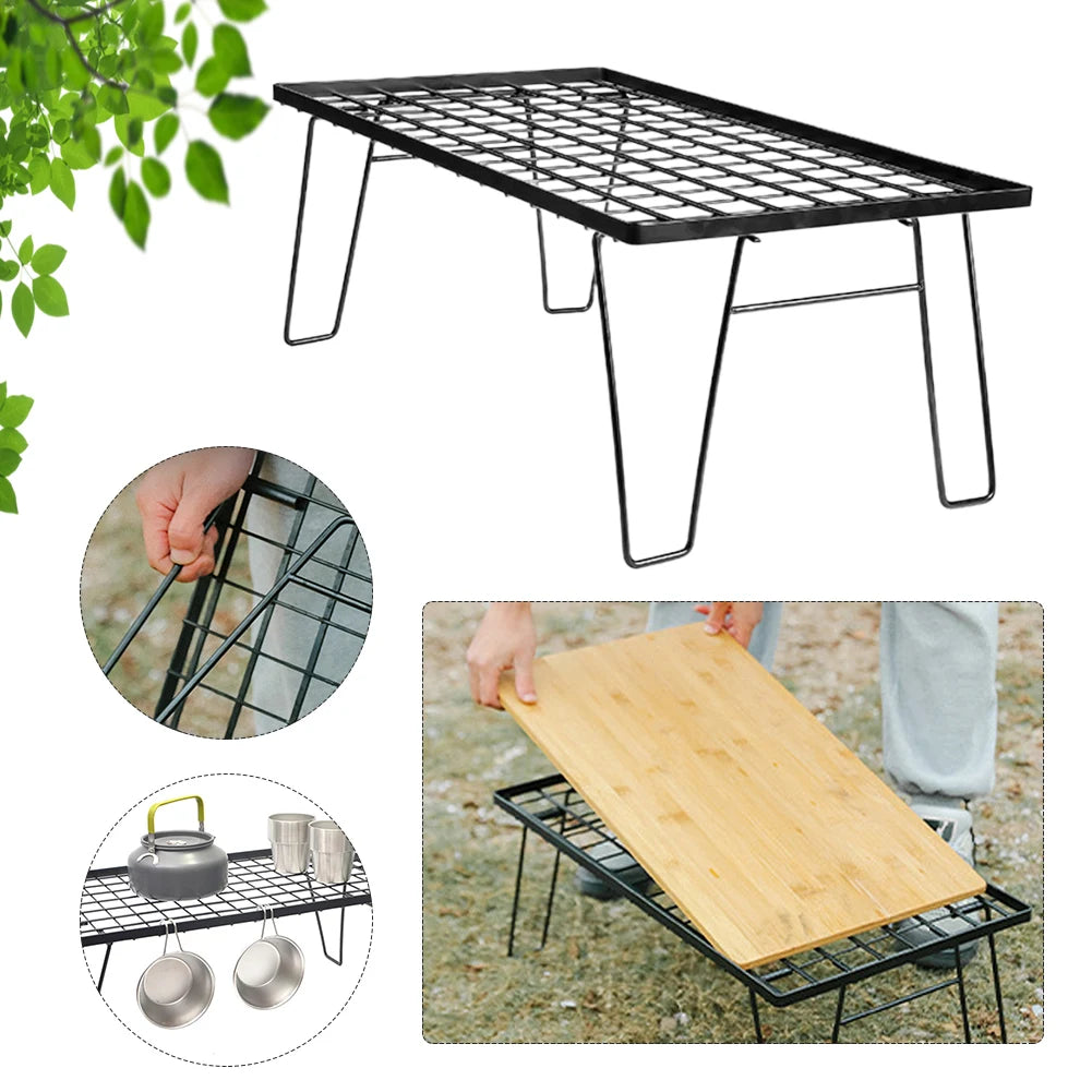 Folding Camping Table with Bamboo Board & Storage Bag Peaceful Pleasures Health and Wellness