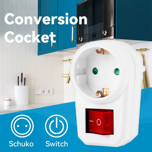 EU Extension Socket 16A 250V | 1-to-3 Outlet with ON/OFF Switch EU Plug Adapter Peaceful Pleasures Health and Wellness