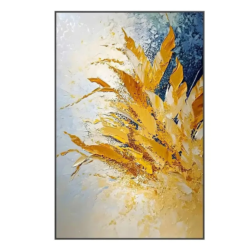 Lucky Golden Leaf Pure Hand drawn Oil Painting,Modern Hanging Picture For Home，Sofa Poster,Images Of Living Room And Dining Room Peaceful Pleasures Health and Wellness