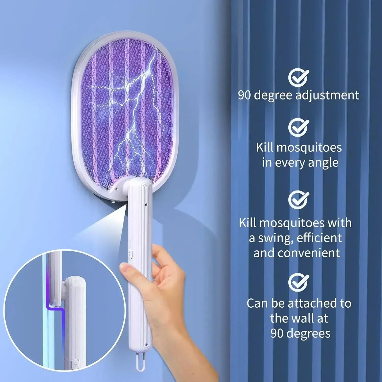 4000V Electric Fly Swatter – Foldable USB Rechargeable Bug Zapper
