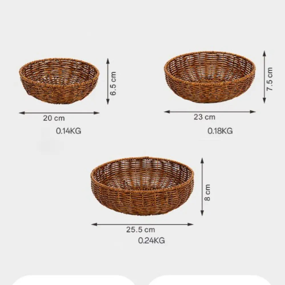Imitation Rattan Woven Storage Basket | Fruit & Snack Tray