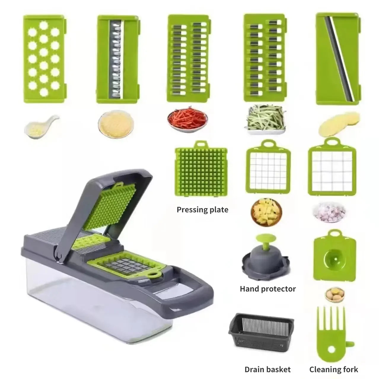 14pcs Multifunctional Vegetable Chopper Onion Chopper Handle Food Grate Food Chopper Kitchen Vegetable Slicer Dicer Cut Peaceful Pleasures Health and Wellness