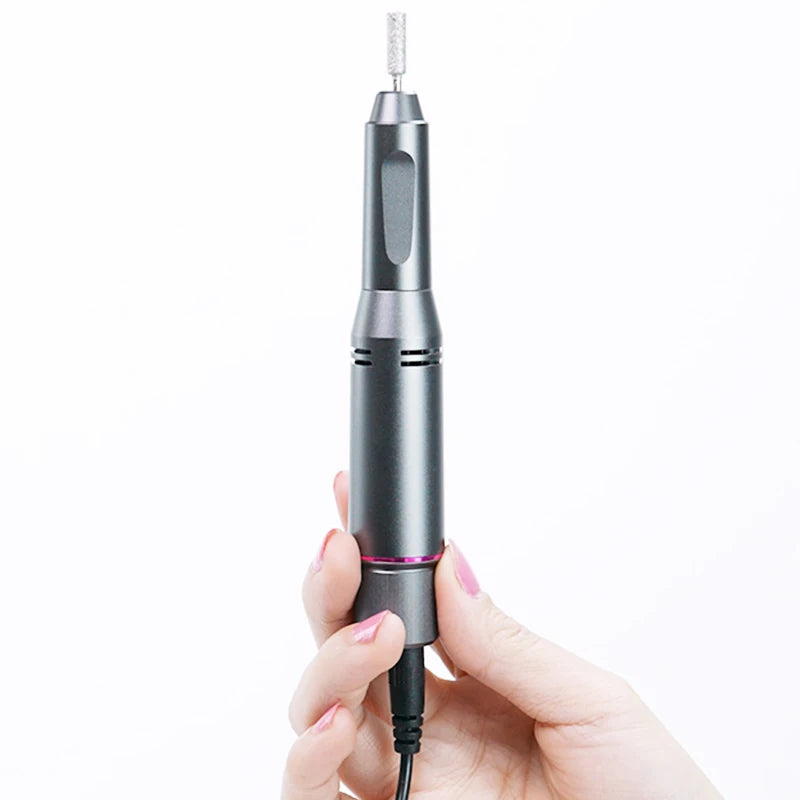 Black Metal Handle Portable Nail Drill With Drill Bits Polishing Remove Poly UV Gel Equipment Manicure Pedicure Machine Peaceful Pleasures Health and Wellness