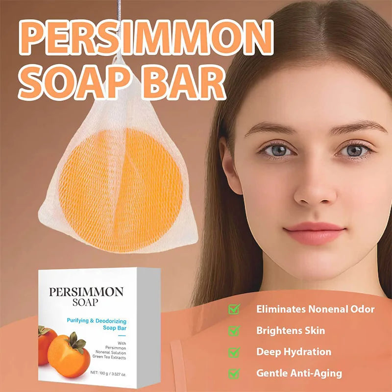 Japanese Persimmon Soap Brand Natural Gentle Cleansing Body Deodorant Soap Suitable For All Skin Types Moisturizing Cleans Soap Peaceful Pleasures Health and Wellness