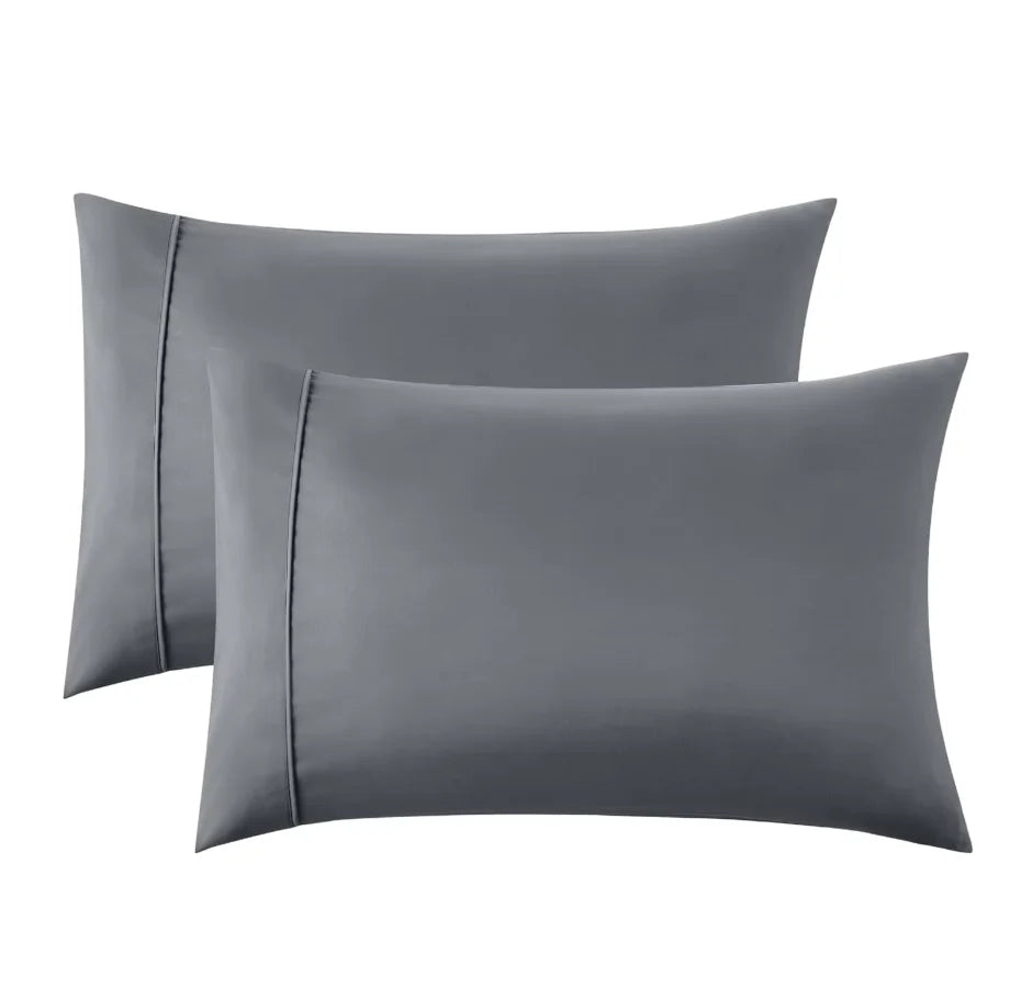 Cosy House Collection Luxury Cooling Rayon Derived from Bamboo Blend Ultra Soft Pillow Cases - Pillowcases with Envelope Closure Peaceful Pleasures Health and Wellness Gray King 2Pcs