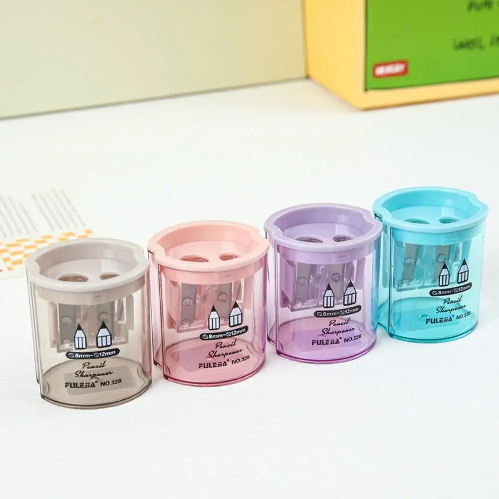 Double Hole Pencil Sharpener – Transparent Manual Plastic