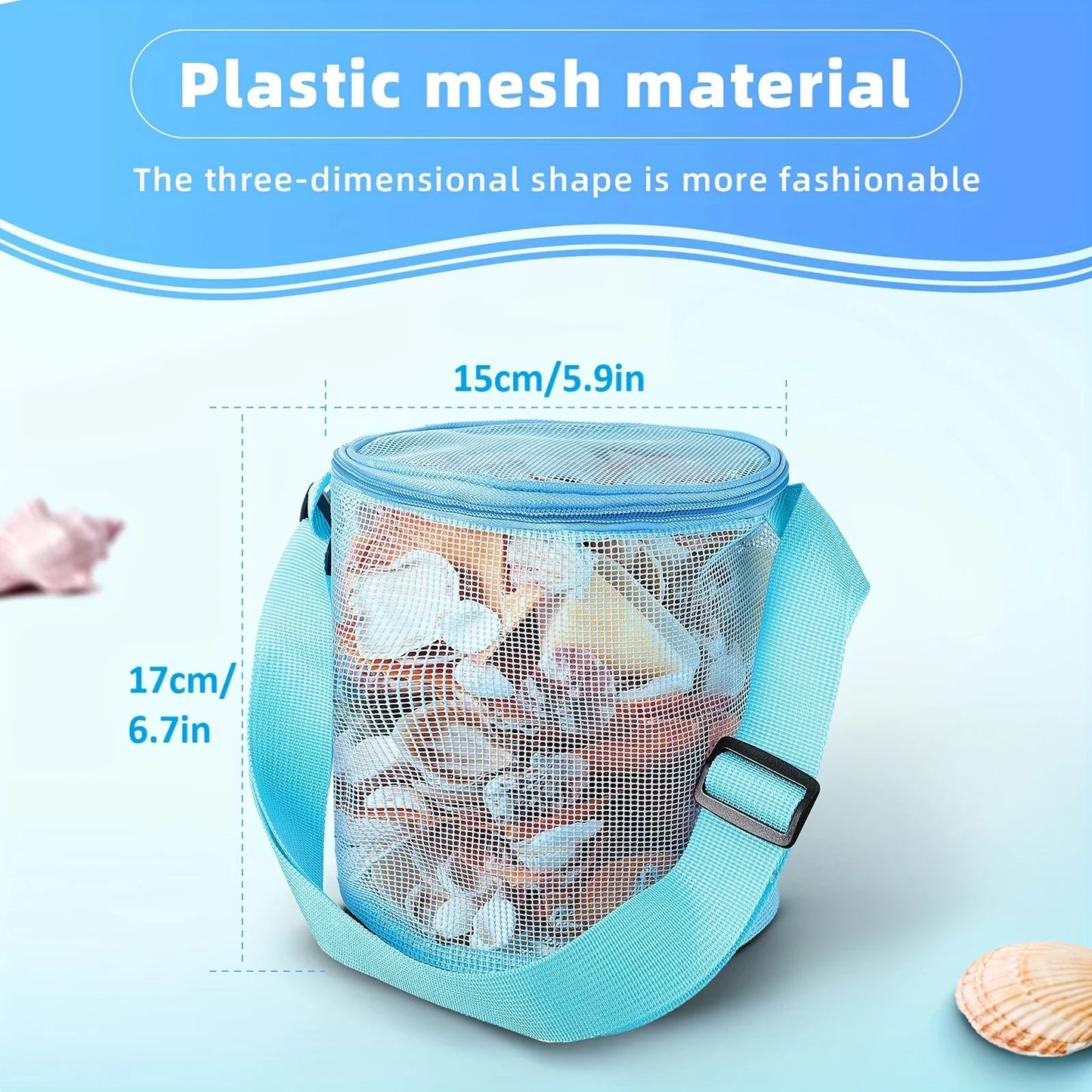 Mesh Beach Bag with Zipper | Kids Sand Toy & Pool Bag