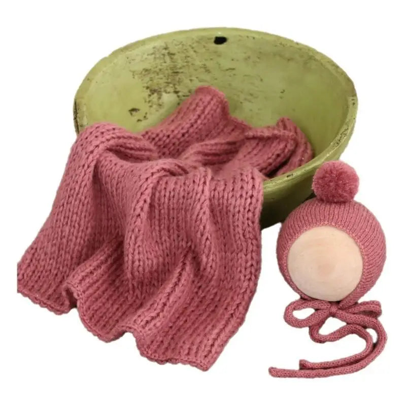 Newborn Photography Props – Mohair Hat & Wrap Blanket Set