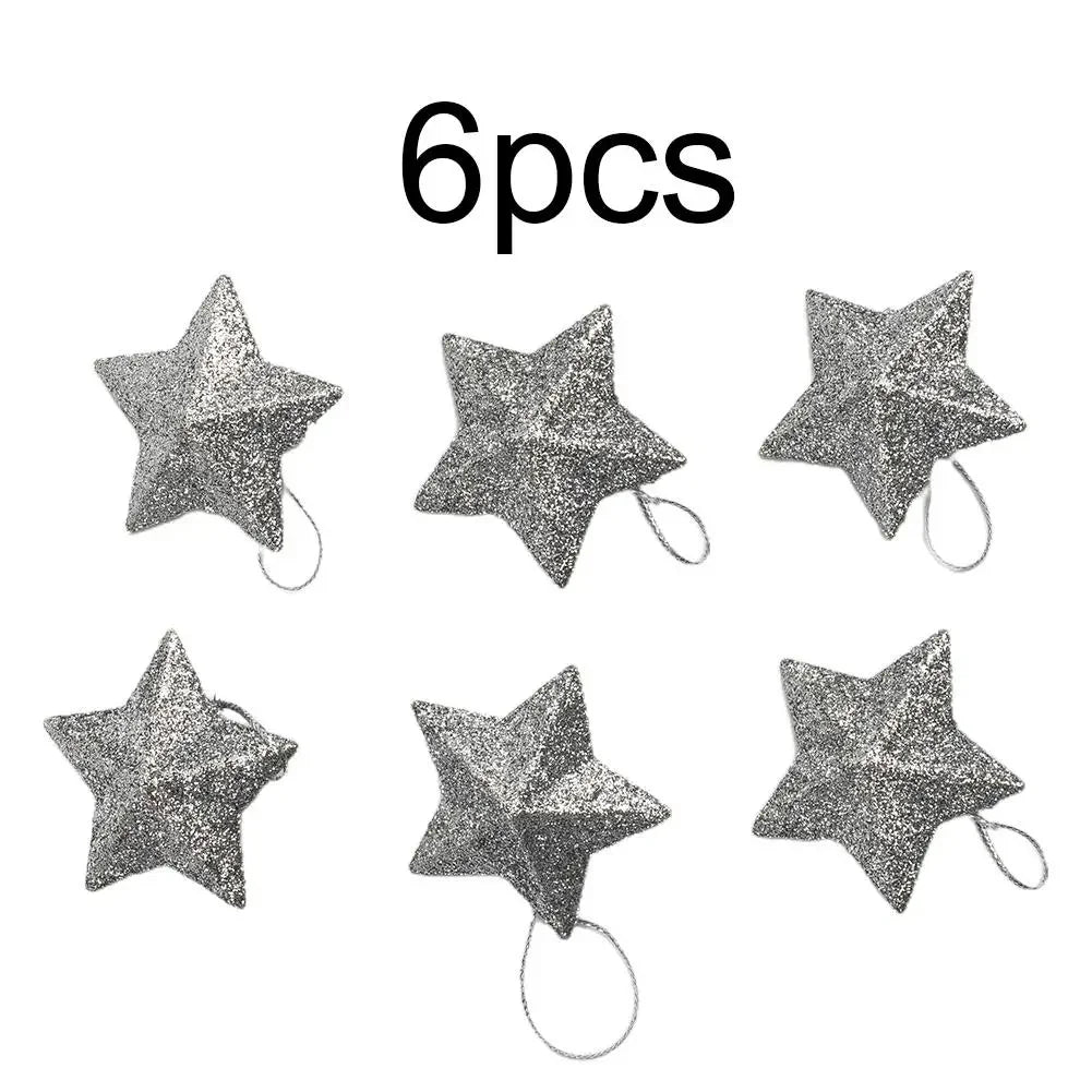 Christmas Tree Star Ornaments Set of 6 | Festive Pendant Decor