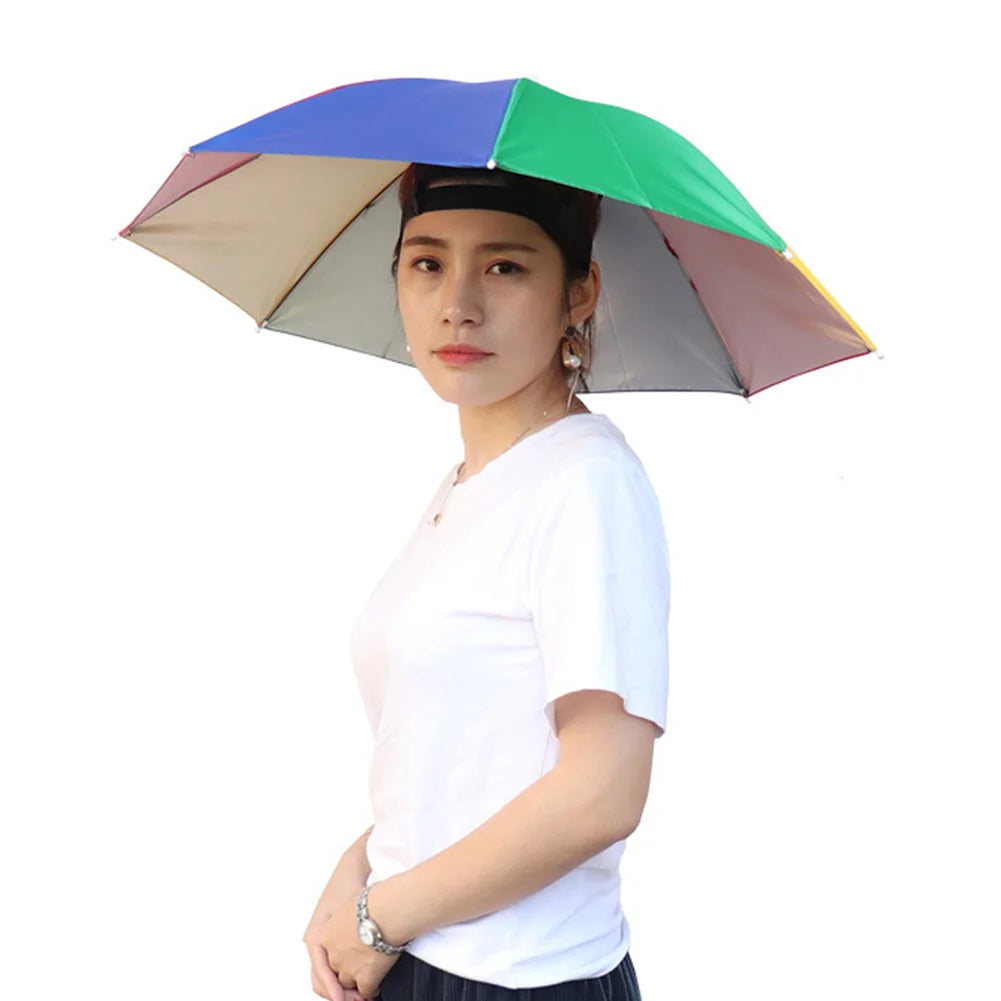 Hands-Free Umbrella Hat Cap – 27" UV & Waterproof, Fishing Peaceful Pleasures Health and Wellness Watermelon Red spain