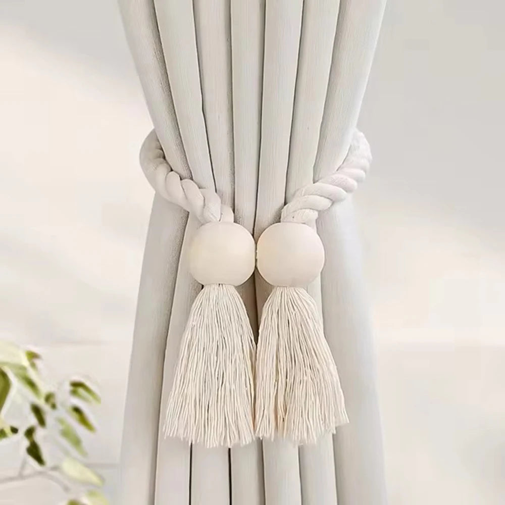 1PC Simple Fringe Beaded Curtain Strap No Punch Magnetic Adjustable Home Curtain Accessories Peaceful Pleasures Health and Wellness