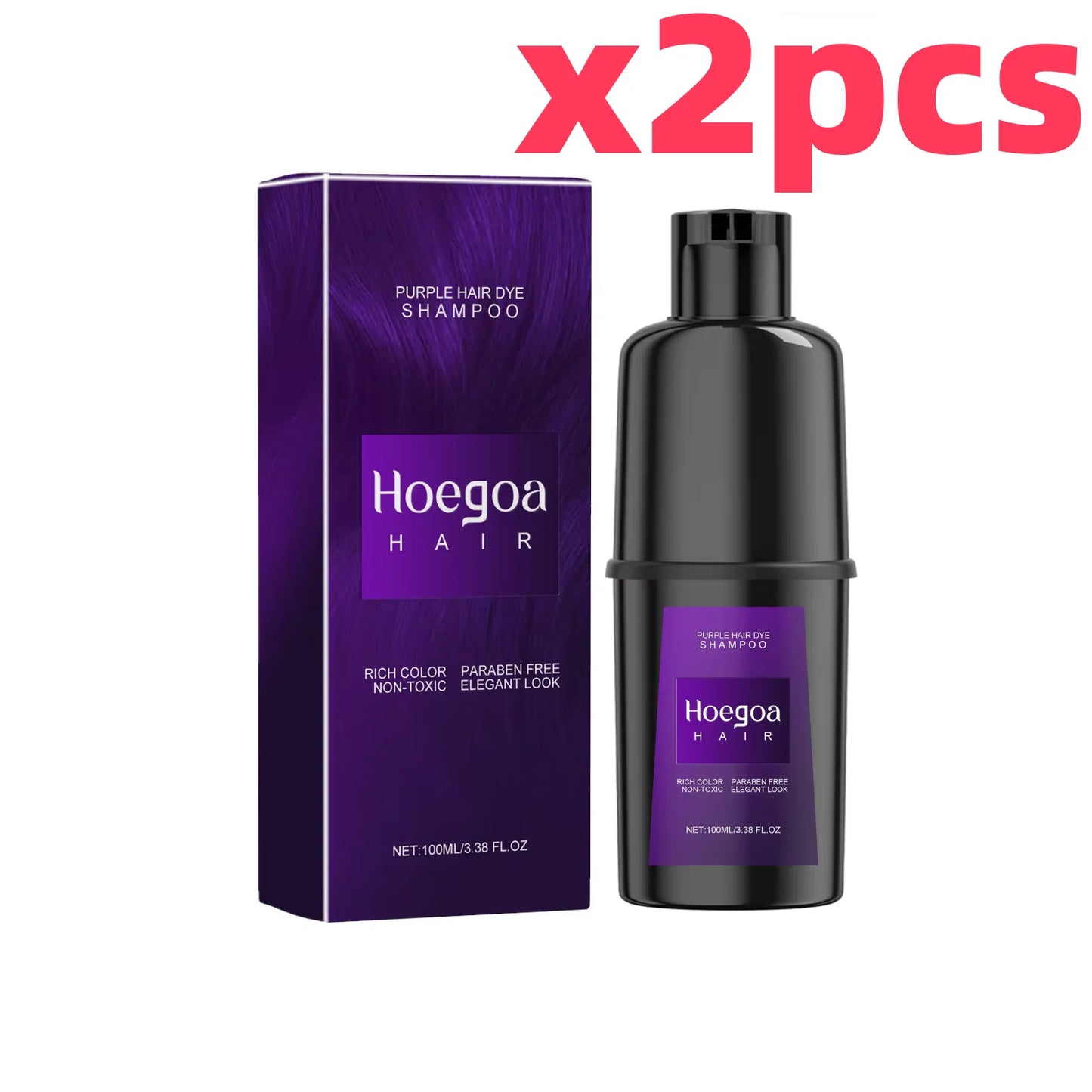 Herbal Hair Dye Shampoo – Nourishing Color in 15 Min, Multi-Shade Peaceful Pleasures Health and Wellness Purple x 2pcs