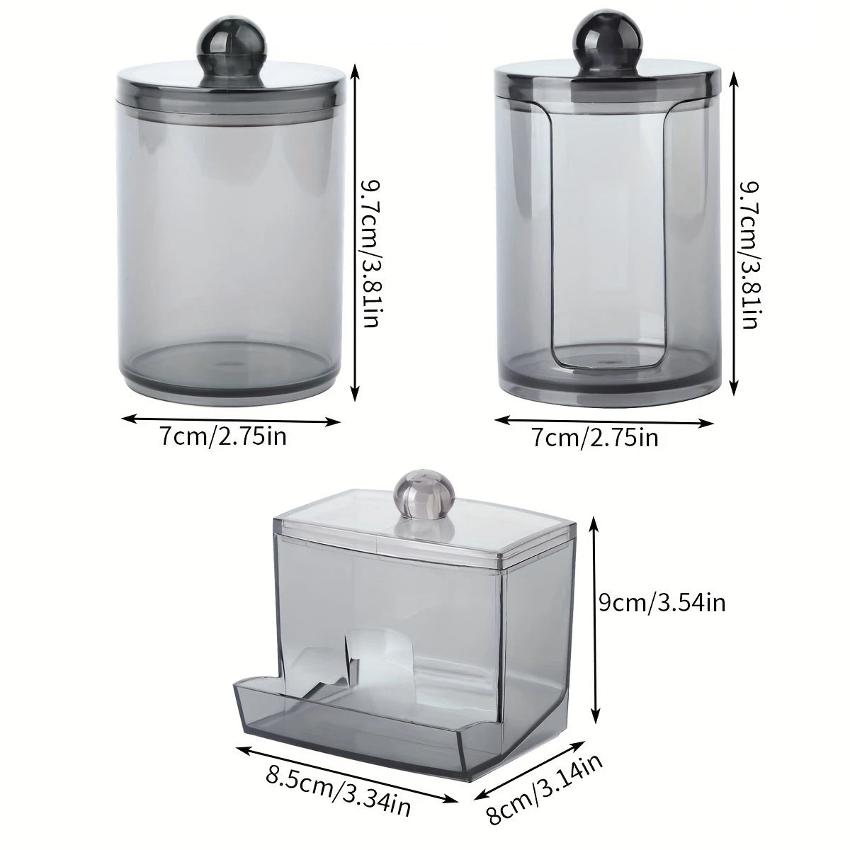 2/3-Pack Q-Tip & Cotton Ball Apothecary Jar Dispenser Set – Bathroom Organizer Containers