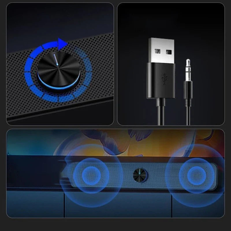 AyeBeau Wired Soundbar Speaker for PC TV Laptop | 2.0 USB Audio