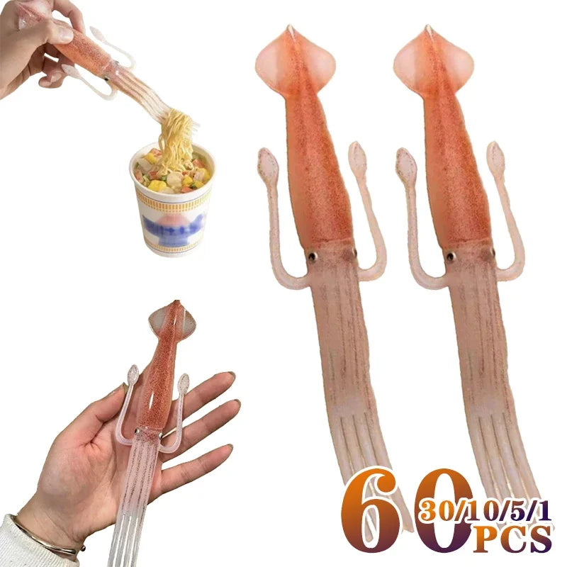Cute Squid Food Picks Funny Bento Fork Set 1–60 PCS