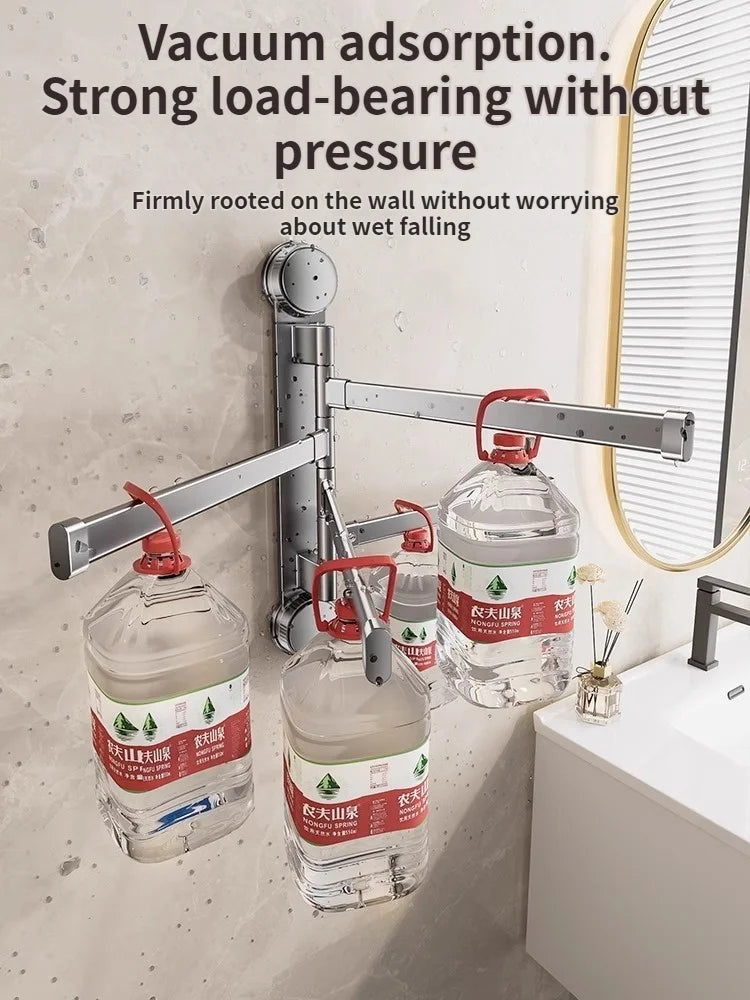No-Drill Suction Cup Rotating Double Bar Folding Towel Rack
