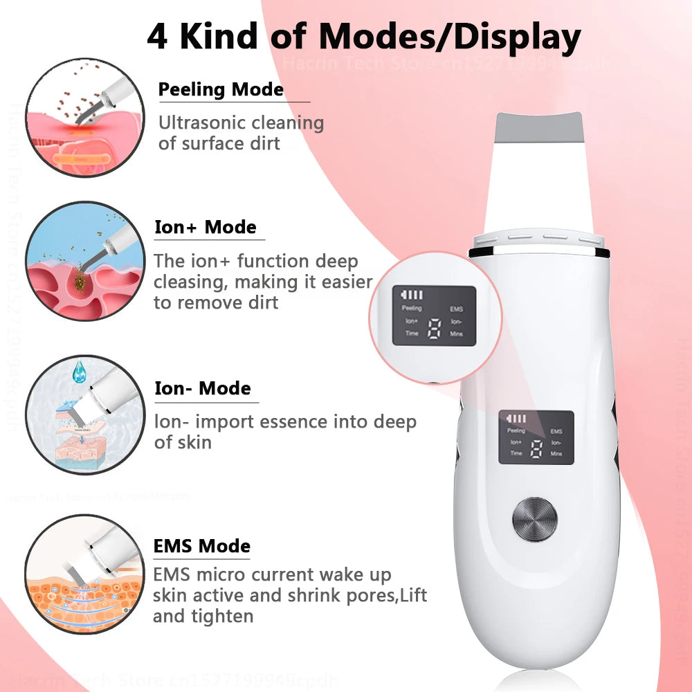 Ultrasonic Face Scrubber Facial Peeling Skin Scrubber Deep Facial Cleaning Spatula Acne Pore Ultrasonic Scrubber Facial Cleanser Peaceful Pleasures Health and Wellness