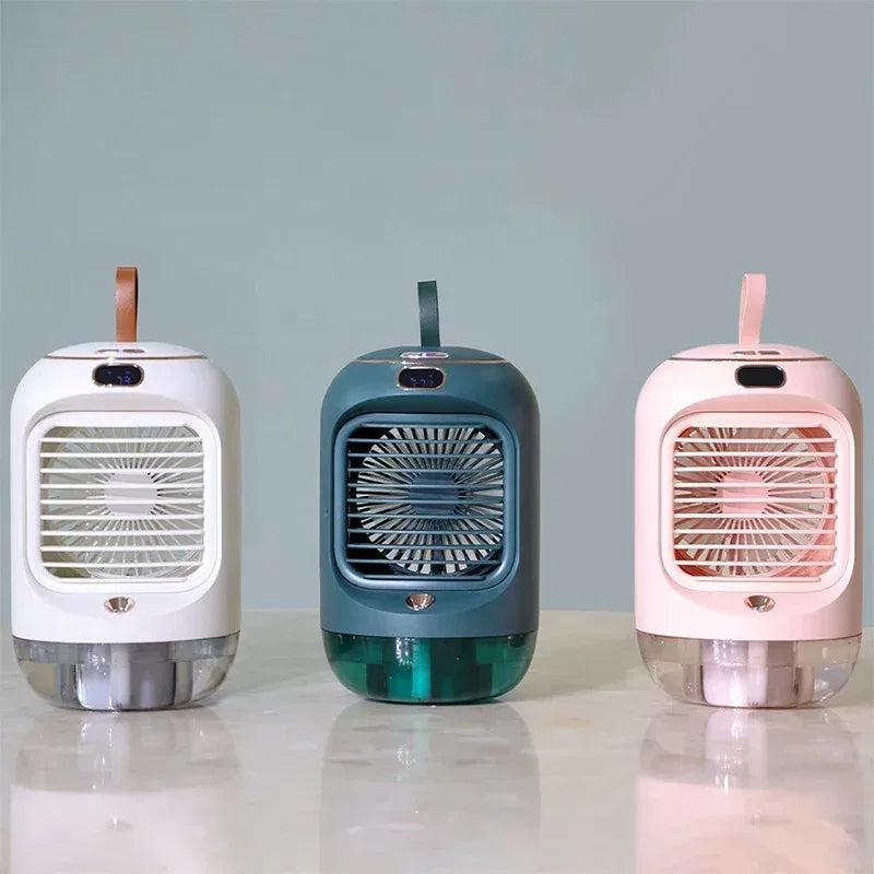 Rechargeable Portable USB Silent Mini Desktop Fan with Humidifier Night Light Air Cooler for Office Home Peaceful Pleasures Health and Wellness