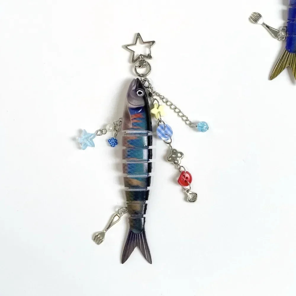 Multi-Jointed Simulation Fish Keychain – Backpack Pendant Gift