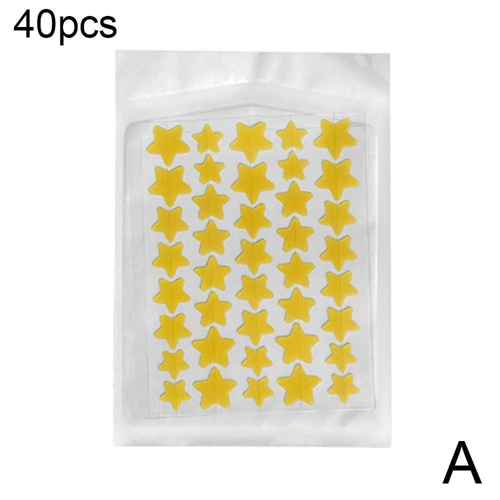 Colorful Star & Heart Shaped Acne Pimple Patches – Invisible Cute Acne Cover Stickers 40pcs Peaceful Pleasures Health and Wellness yellow 40 counts