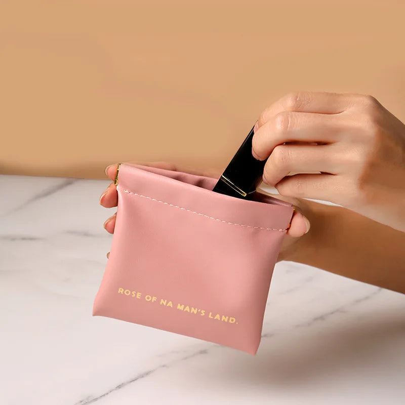 1PC Leather shrapnel storage bag, mini bag, travel makeup bag, headphone storage bag, PU coin purse Peaceful Pleasures Health and Wellness