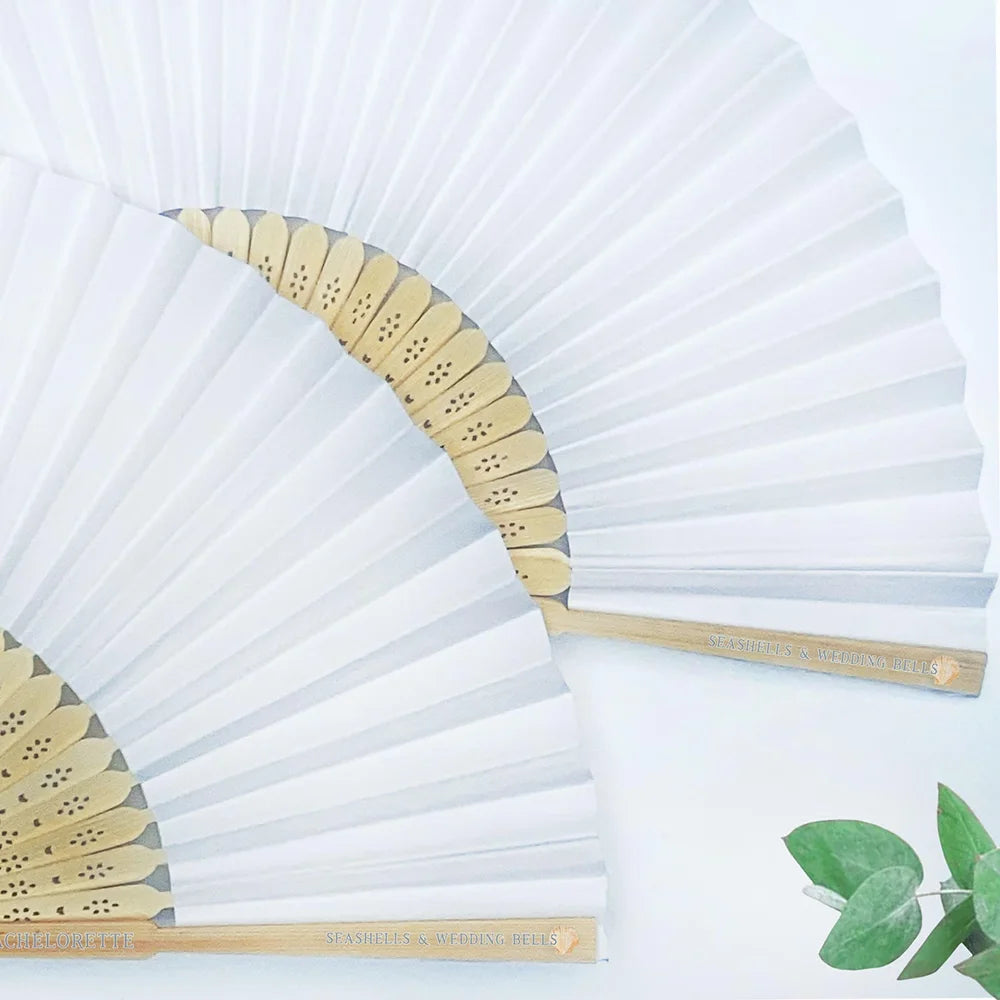 Personalized Seashell Folding Fan – Beach Wedding & Bachelorette Favor
