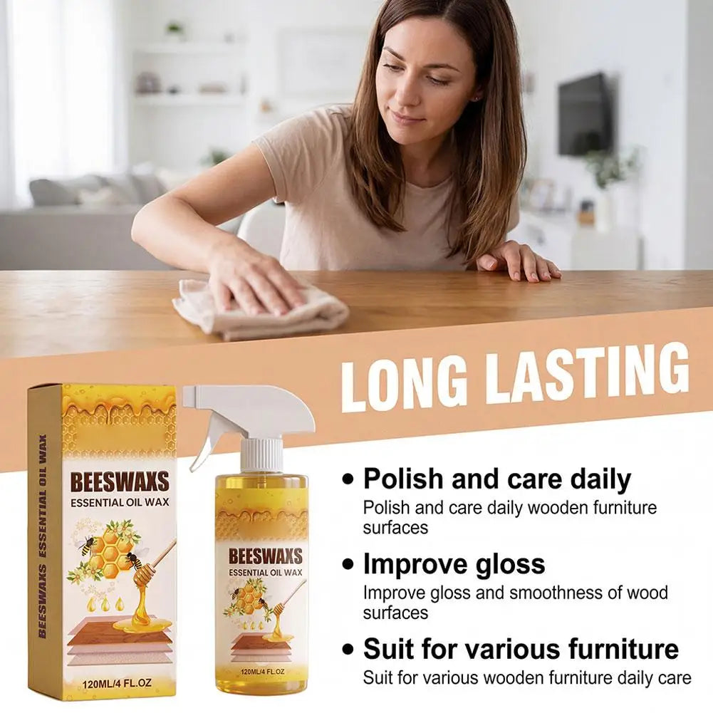 Wood Polishing Beeswax Spray Wooden Furniture Care Renew Shine Waterproof Anti-Crack No Residue Easy Apply Home Care Supplies Peaceful Pleasures Health and Wellness