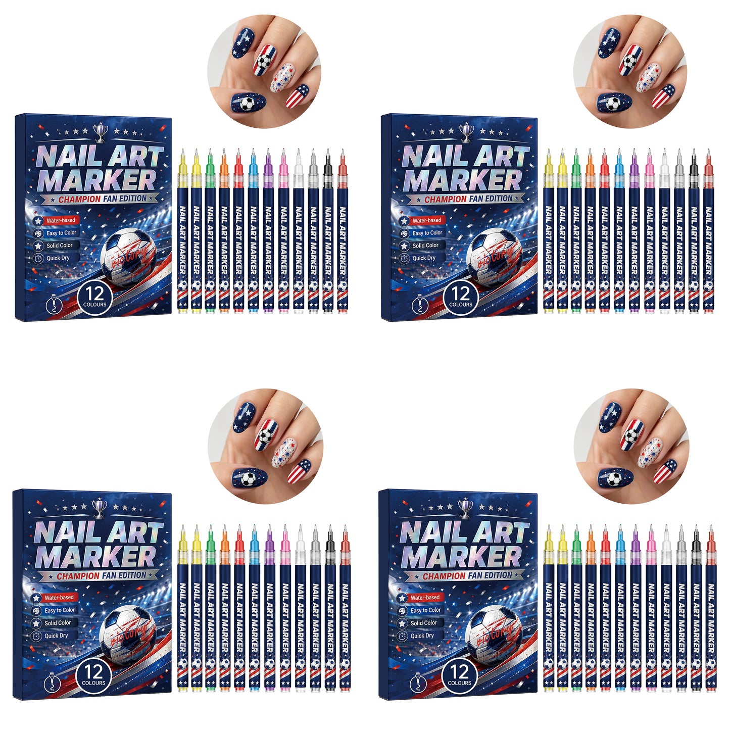 12pc Waterproof Nail Art Markers Fine Tip DIY Drawing Pens