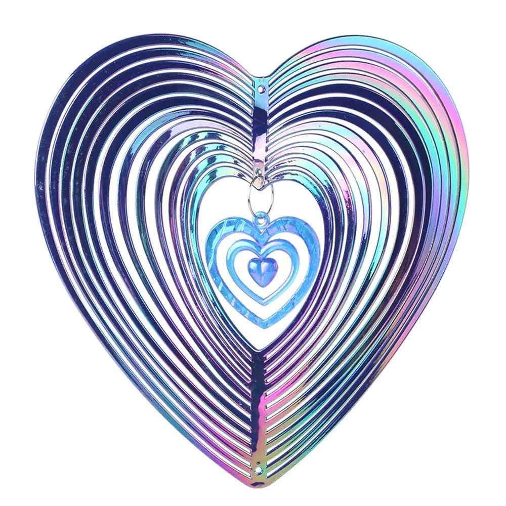 Heart-Shaped Wind Spinner Bird Repeller | Garden Hanging Decor