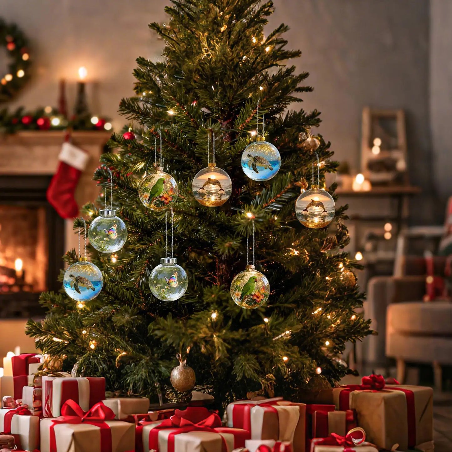 3D Acrylic Animal Christmas Ball Ornaments | Indoor & Outdoor