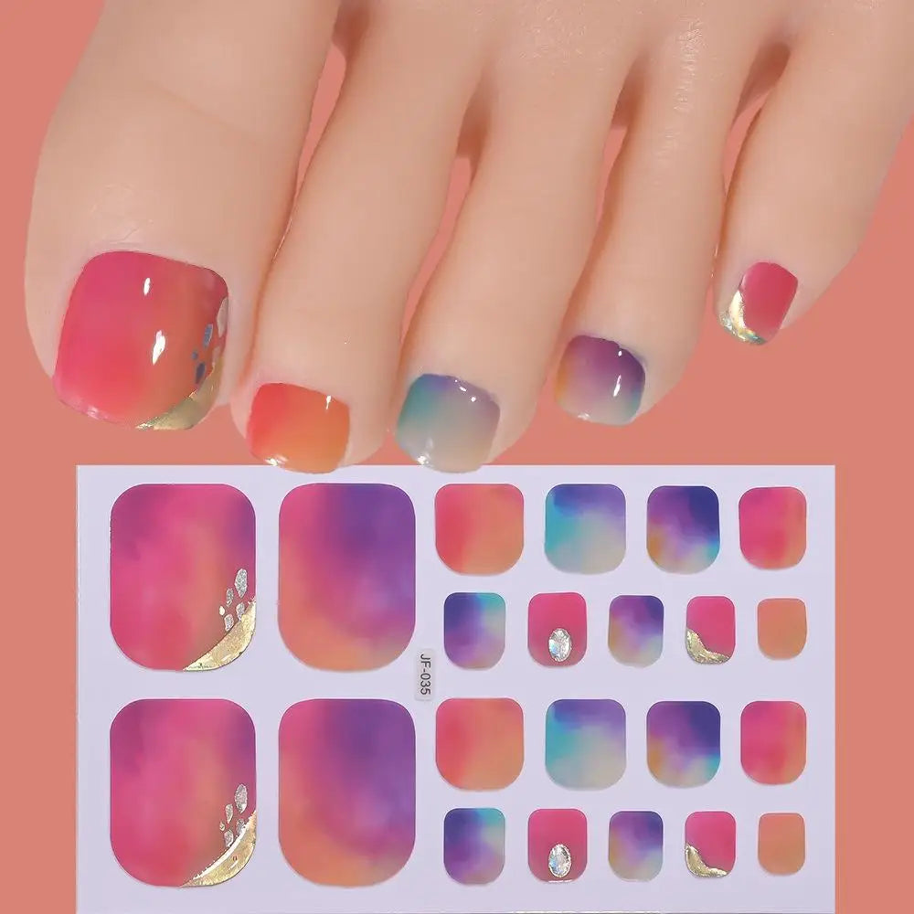 22tips/Sheet Glitter Toenail Stickers Glittering Full Wraps for Summer Pool and Beach for Nail Art and Decorative Nail Decals Peaceful Pleasures Health and Wellness E
