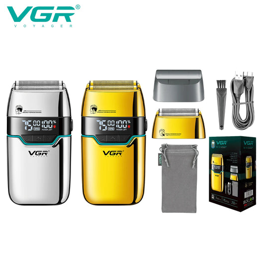 VGR 350 Men's Shaver Convenient Shaver Intelligent Digital Hair Trimming Deep Cleaning Shaver Metal Body Electric Whitening Devi Peaceful Pleasures Health and Wellness