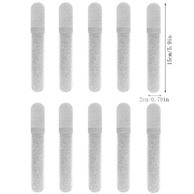 10pcs Reusable Backpack Fastener Buckle Nylon Straps Cable Ties Strap Webbing Organizer Fix Hook Loop Grip Wrapping Cord Peaceful Pleasures Health and Wellness 150mm White