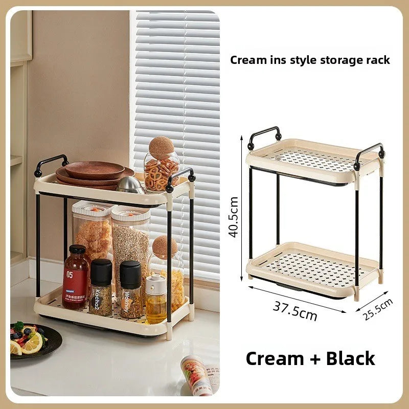 Cup Holder Organizer Desktop Water Cup Storage Rack Cream Style Kitchen Shelf Peaceful Pleasures Health and Wellness Black 2 Layer High